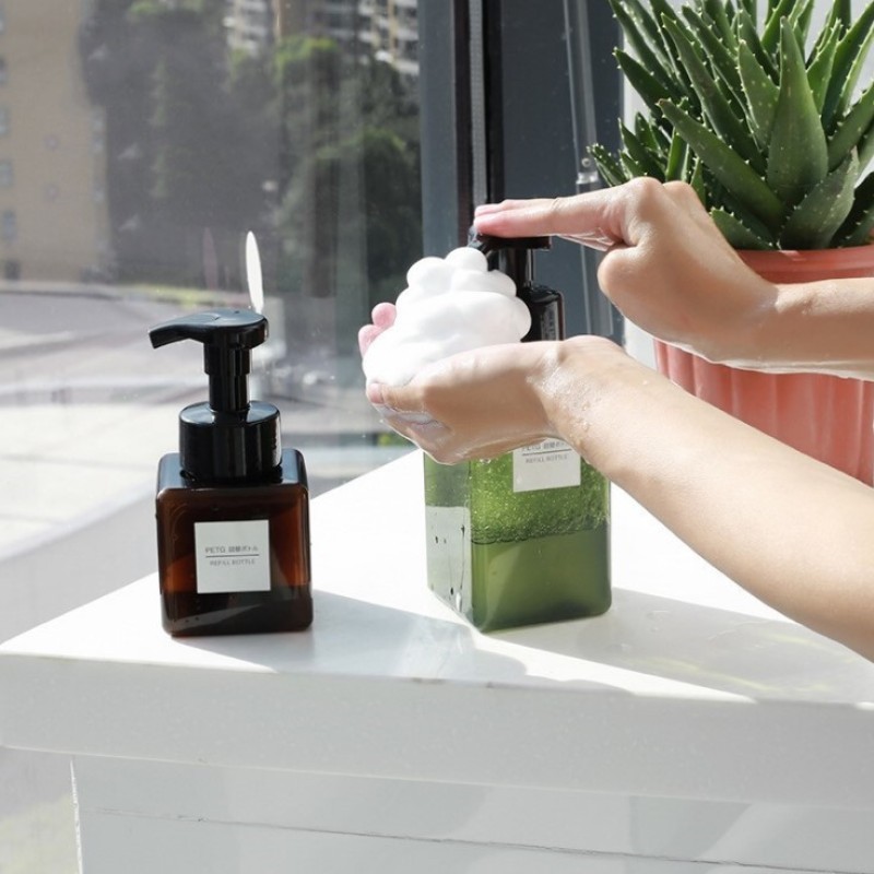 Foam Pump Bottle Supplier - 250ml-650ml PETG Square Foaming Soap Dispenser