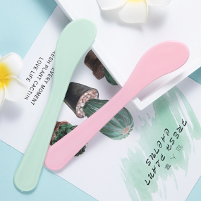 Makeup Spatula Manufacturer - Mini PP Plastic Pink Green Spatula Face Mask Cream Spoon