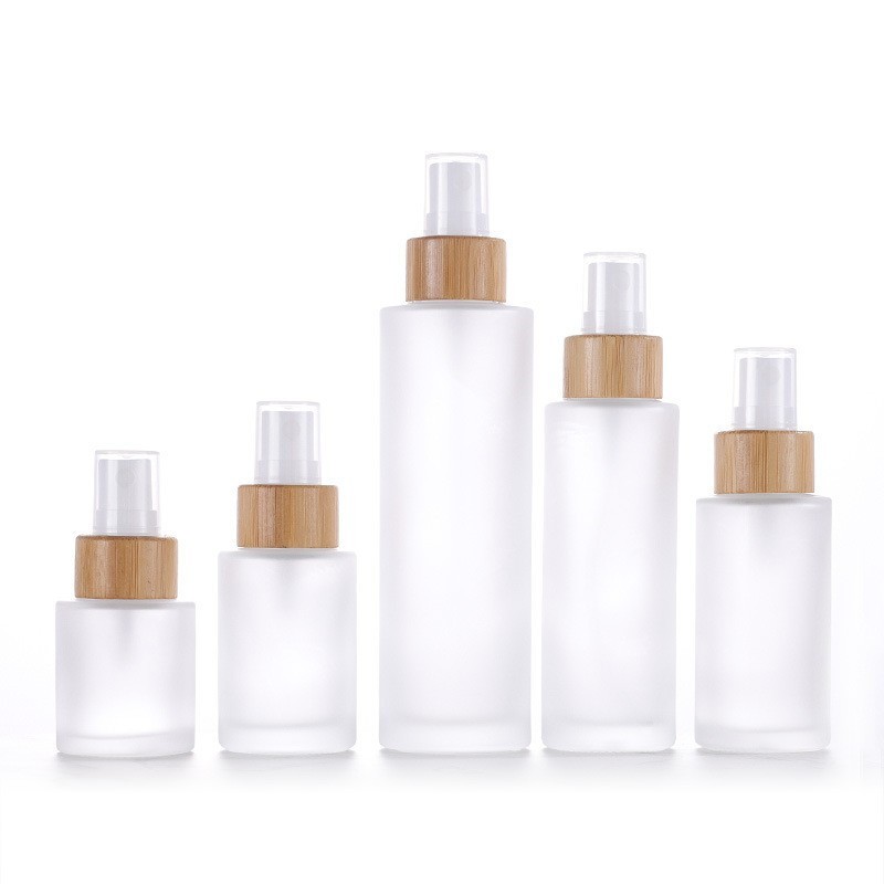 Bamboo Spray Bottle Manufacturer - 20ml-120ml Empty Round Frosted Glass Bottle with Atomizer