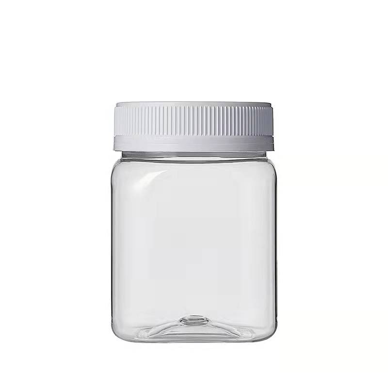 Peanut Butter Jar Supplier - Food Grade PET Plastic Transparent Container with Anti-theft Lid