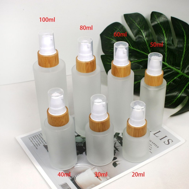Bamboo Packaging Supplier - 20ml-60ml Empty Glass Cosmetic Bottle Set 20g-50g Face Cream Jar