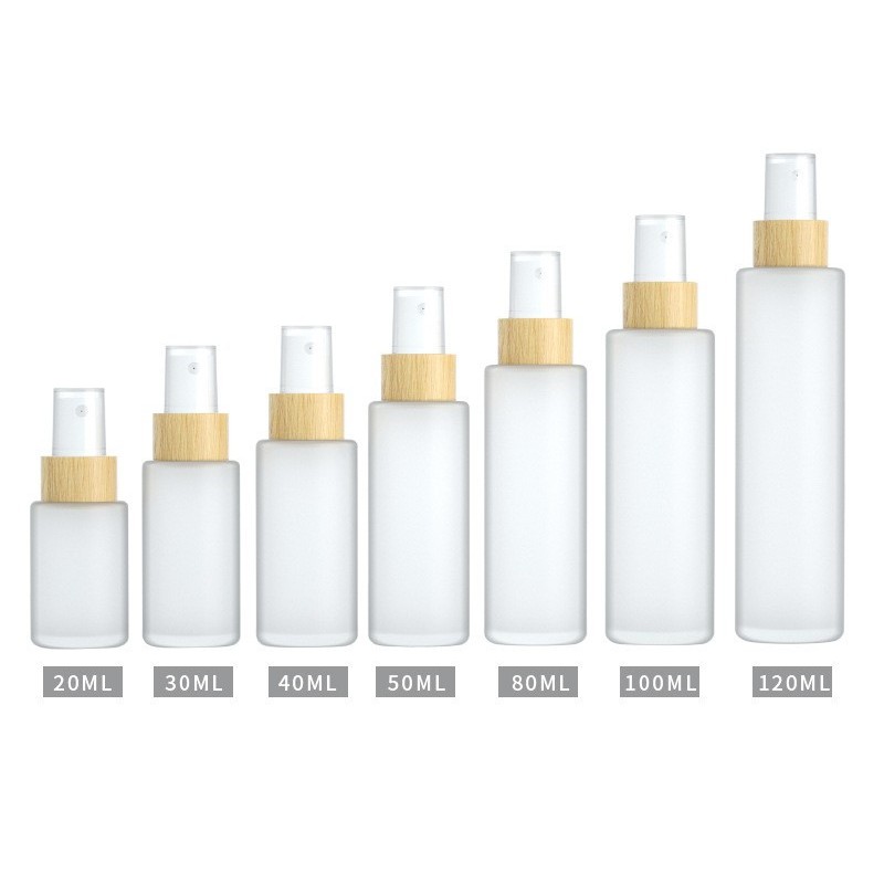 Bamboo Spray Bottle Manufacturer - 20ml-120ml Empty Round Frosted Glass Bottle with Atomizer