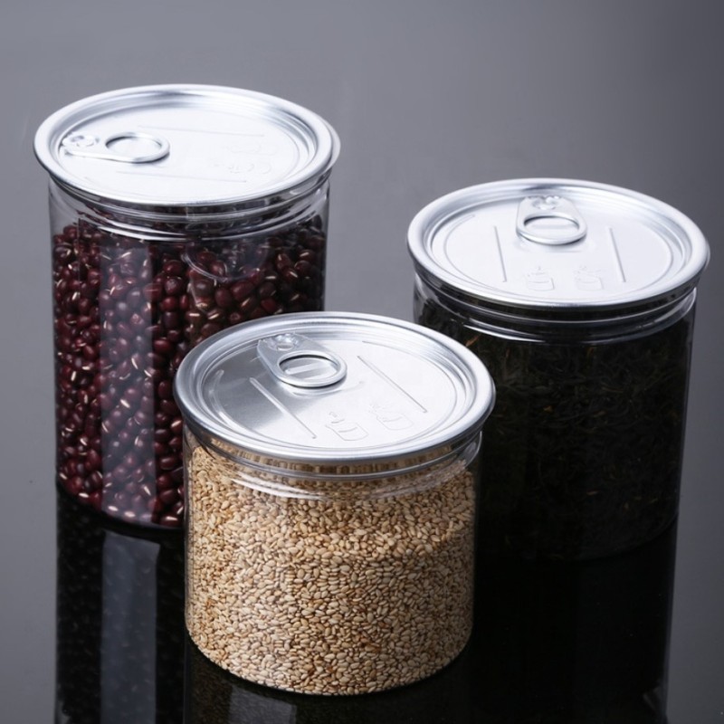 Food Container Factory - 150ml-500ml Clear Pet Plastic Candy Jar With Aluminum Cap