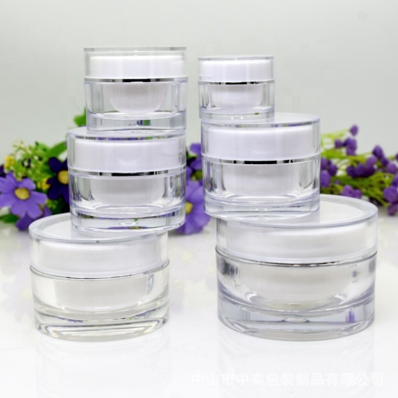 Acrylic Cream Jar Supplier - 5g-50g Plastic Cosmetic Jar Packaging Round Container with Lid