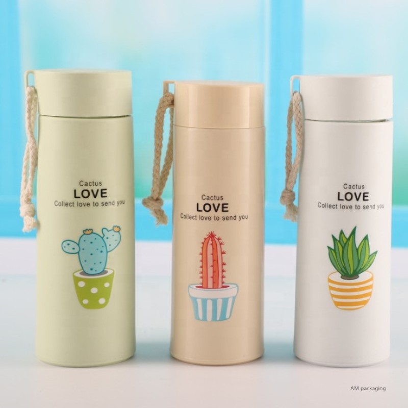 Reusable Water Bottle Factory - Discount Stores 400ml Glass Inner Matte Plastic Bottle with Straw
