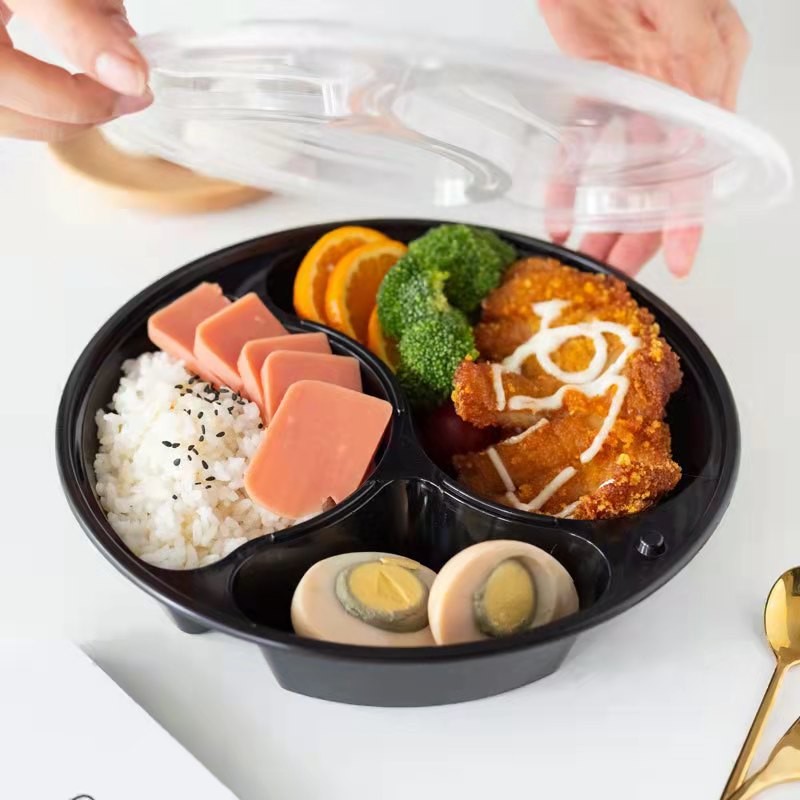 Meal Prep Container Factory - Eco Healthy Black Plastic Fast Food Bento Lunch Box PP