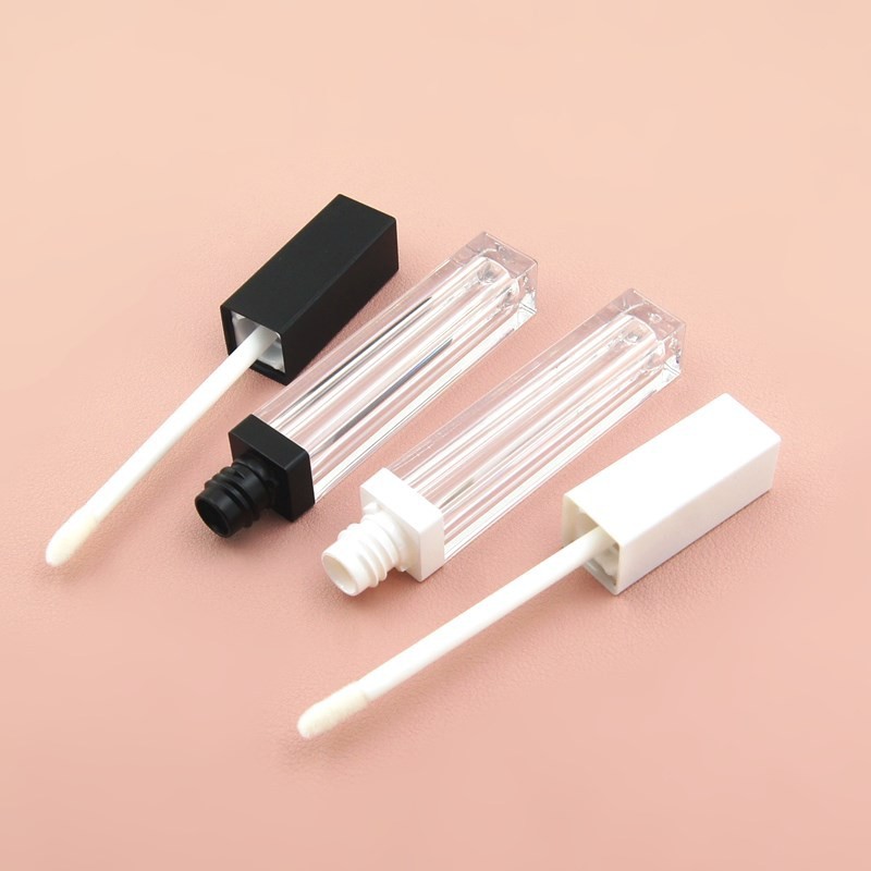 Lip Gloss Tube Supplier - 5ml Plastic Empty Square Lip Balm Tube Rose Gold Brush Tube
