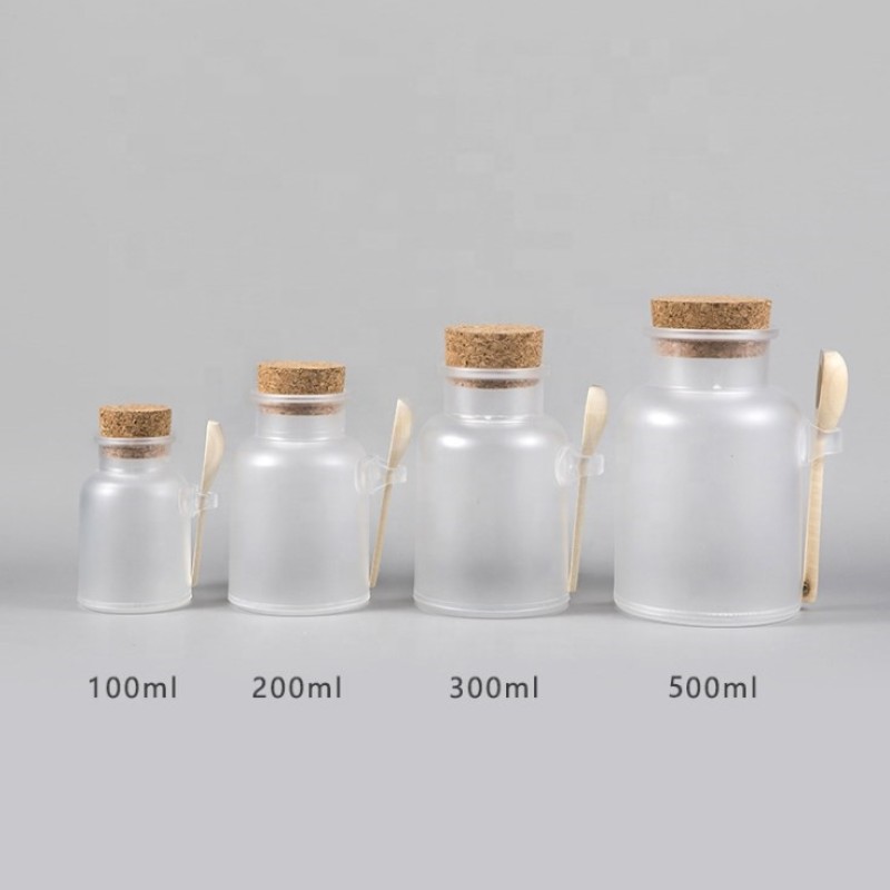 Bath Salt Bottle Manufacturer - 100g-500g 300ml 10oz Matte Skincare Cream Jar Wooden Spoon
