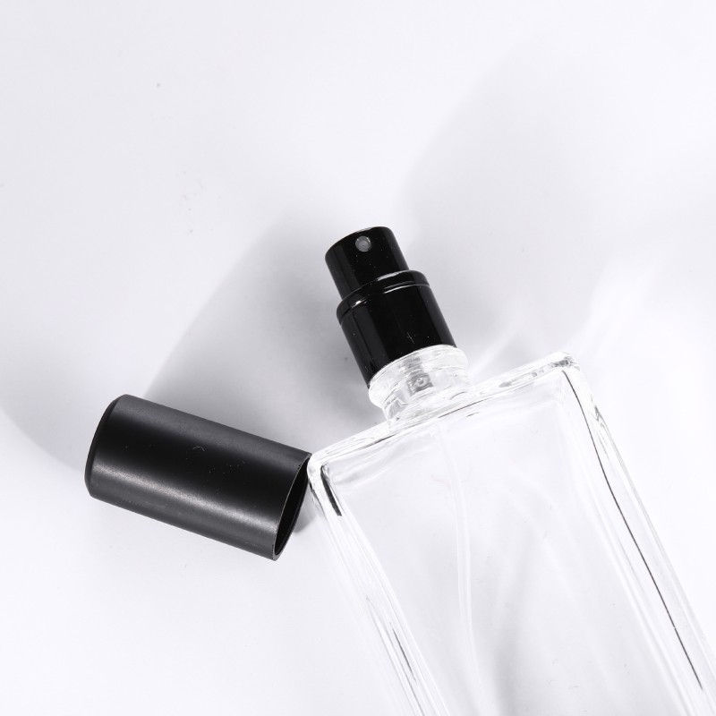 Cosmetic Spray Bottle Supplier - 50ml Flat Square High Shape Glass Perfume Bottle with Pump