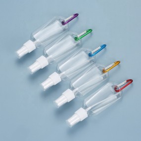 Keychain Spray Bottle Supplier - 50ml 2oz Plastic Hand Sanitizer Gel Dispenser with Metal Keychain