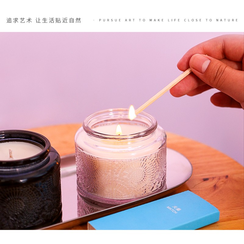 Colored Glass Candle Jar Factory - Luxury Fancy Design Customized Colored Glass with Metal Lid