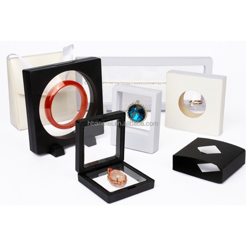 Jewelry Display Box Factory - 9x9cm 3D Floating Box Frame with Round Base Coin Box Custom logo