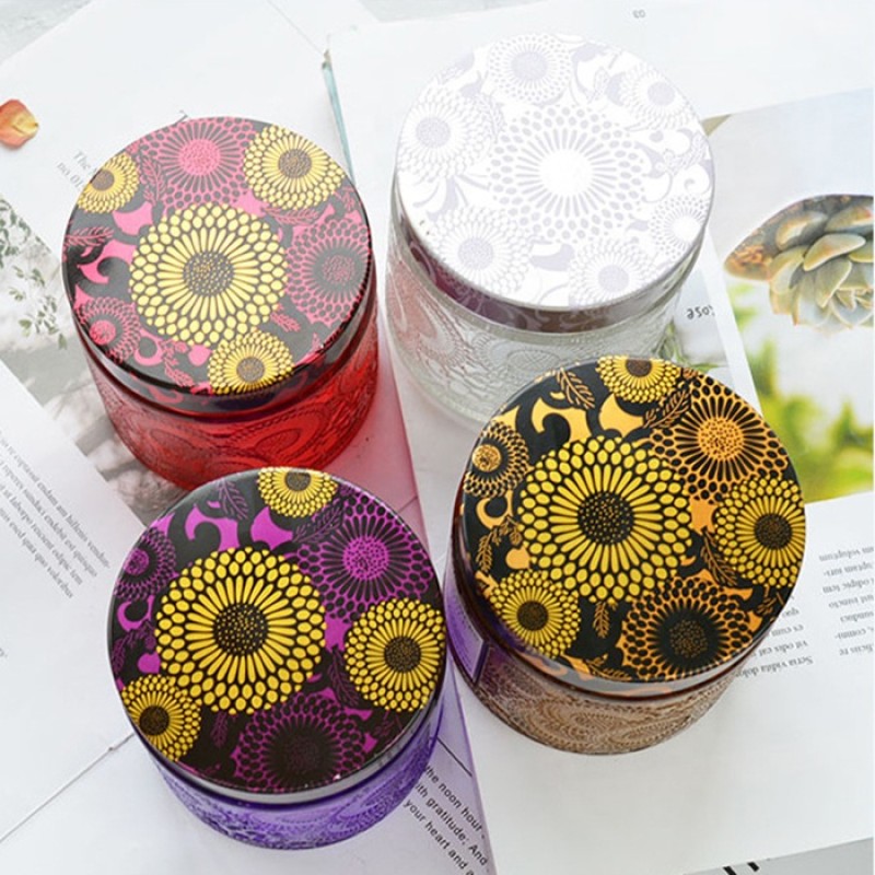 Glass Candle Container Manufacturer - 120ml Luxury Fancy Design Many Colors Soywax Candle Jar