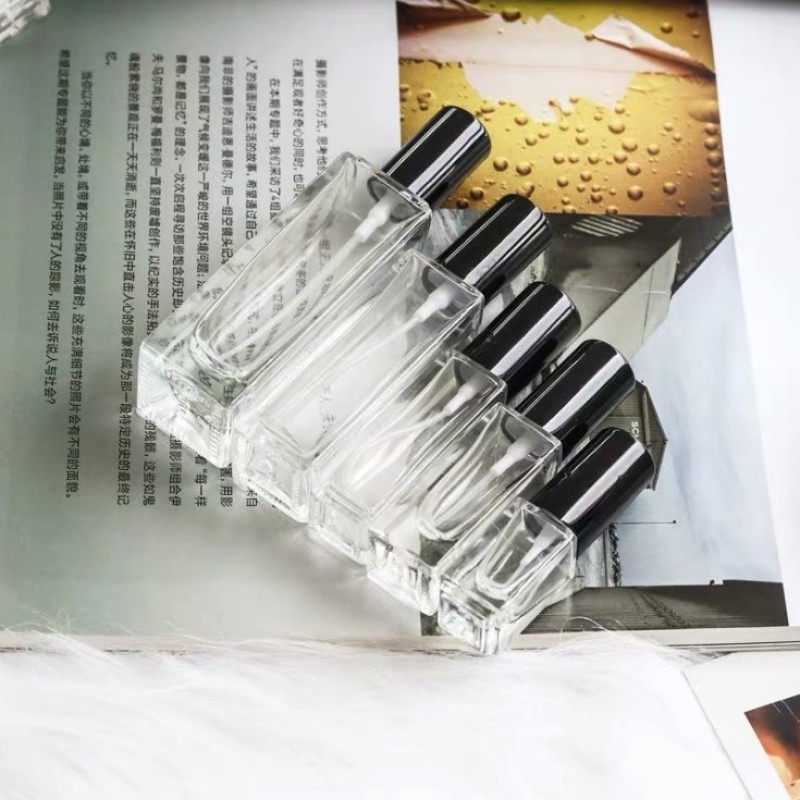 Glass Perfume Bottle Manufacturer - 5ml-100ml Square Type Clear Glass Atomizer Fine Mist Spray