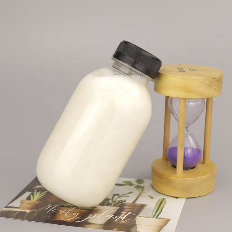 Plastic Beverage Bottle Factory - 350ml PET Plastic Fat Round Shape Juice Beverage Container