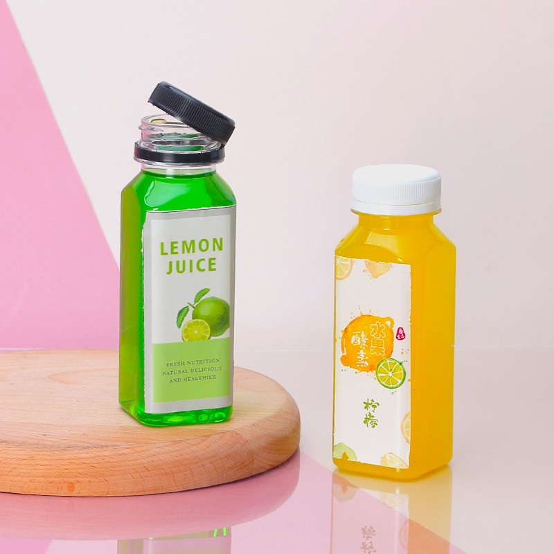 Square Beverage Bottle Supplier - 8oz-16oz Clear Food Grade Pet Square Juice and Water Bottle