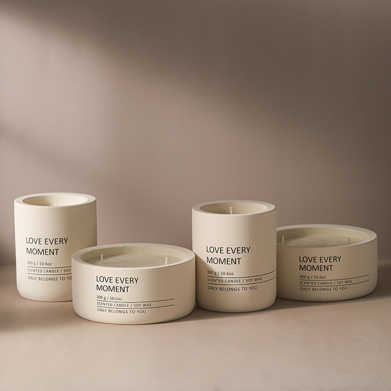 Home Decoration Candle Jar Manufacturer - 250g-300g Ceramic Concrete Cement Round Cylinder Jar