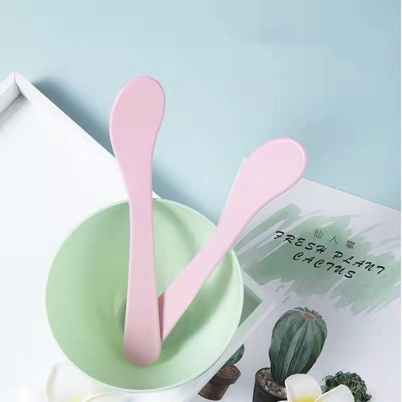 Makeup Spatula Manufacturer - Mini PP Plastic Pink Green Spatula Face Mask Cream Spoon