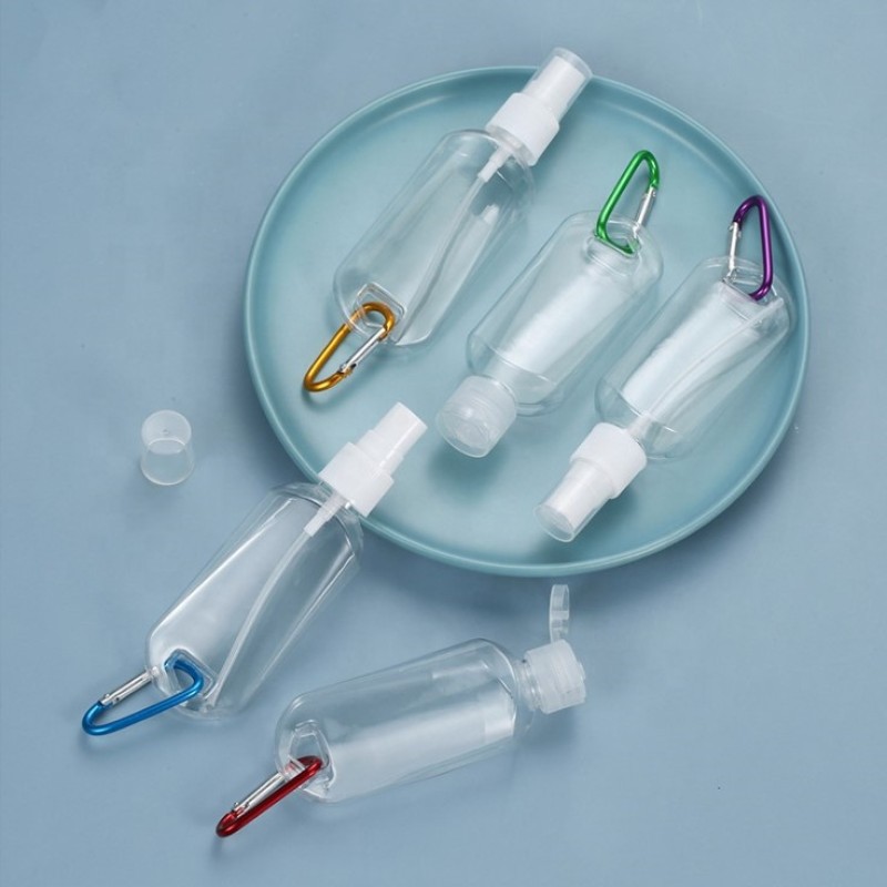 Keychain Spray Bottle Supplier - 50ml 2oz Plastic Hand Sanitizer Gel Dispenser with Metal Keychain