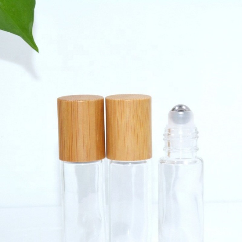 Essential Oil Bottle Factory - 10ml Transparent Refillable Glass Roll on with Steel Roller Ball