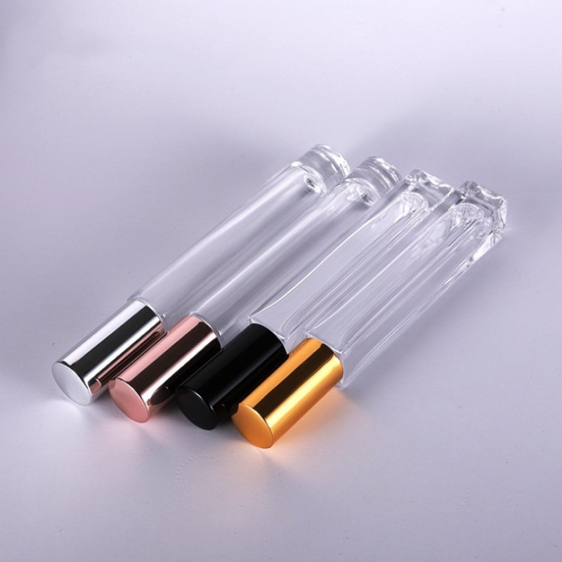 Essential Oil Bottle Supplier - 10ml Clear Glass Thick Bottom Refill Perfume Roller Bottle