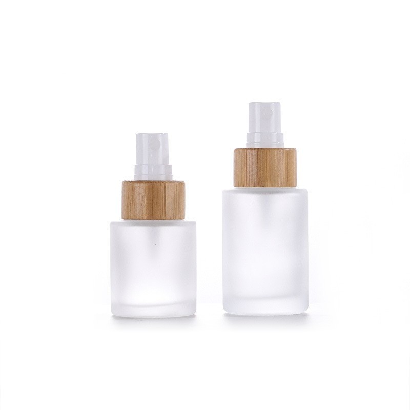 Bamboo Spray Bottle Factory - 20ml-120ml Empty Frosted Glass Spray Pump Bottle Bamboo Lid