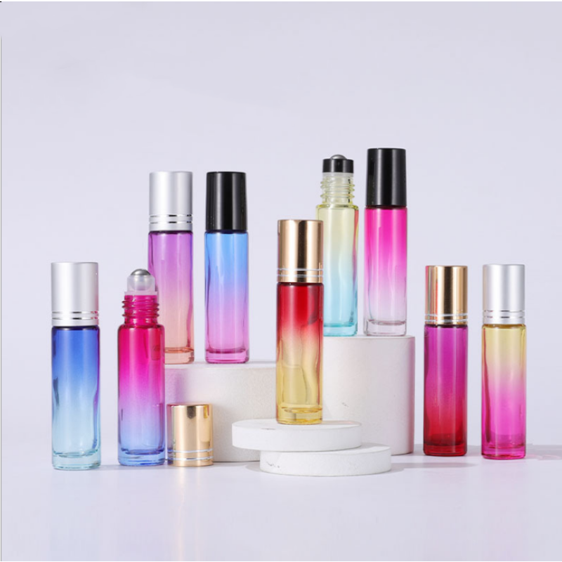 Gradient Roll on Bottle Factory - 10ml Glass Essential Oil Empty Frosted Color Perfume Bottle