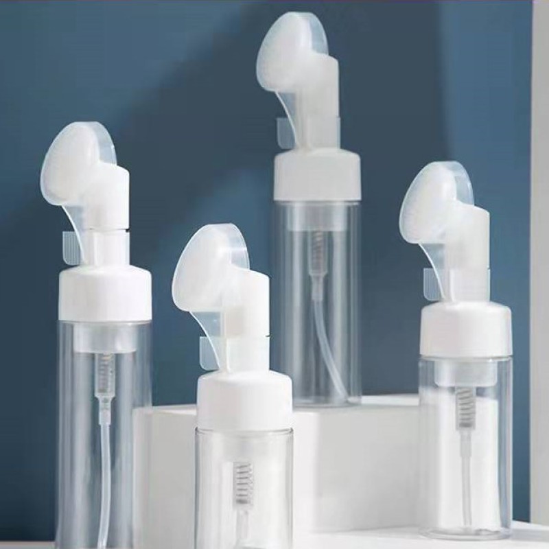 Face Wash Bottle Factory - 100ml-200ml Emulsion Foam Mousse Plastic Lotion Bottle with Brush