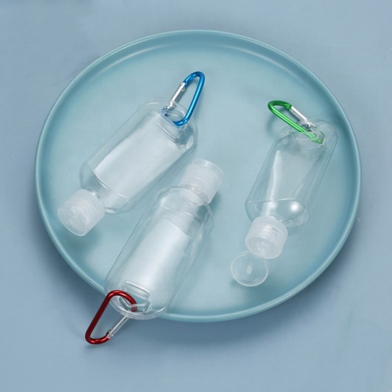 Keychain Spray Bottle Supplier - 50ml 2oz Plastic Hand Sanitizer Gel Dispenser with Metal Keychain