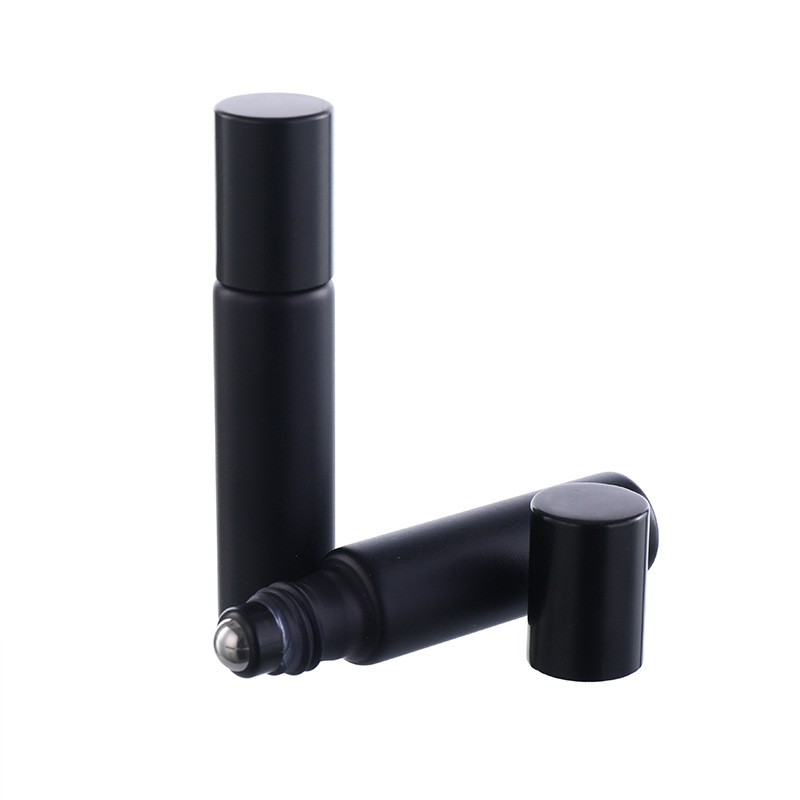 Matte Roll on Bottle Factory - 10ml Black Matte Frosted Glass Roller Ball for Essential Oil