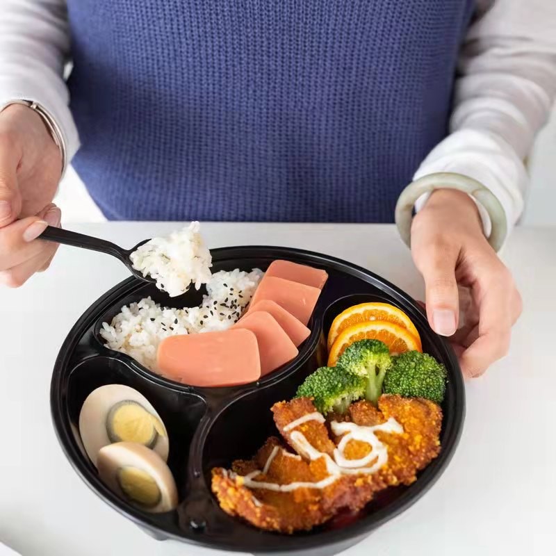 Meal Prep Container Factory - Eco Healthy Black Plastic Fast Food Bento Lunch Box PP