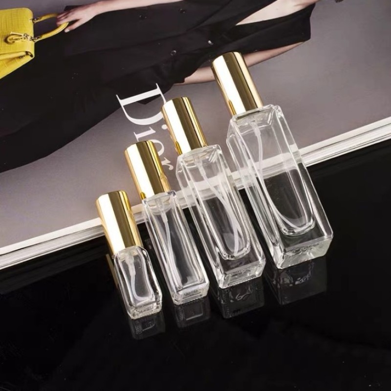 Glass Perfume Bottle Manufacturer - 5ml-100ml Square Type Clear Glass Atomizer Fine Mist Spray