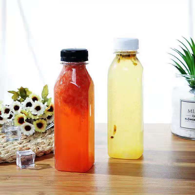 Square Beverage Bottle Supplier - 8oz-16oz Clear Food Grade Pet Square Juice and Water Bottle