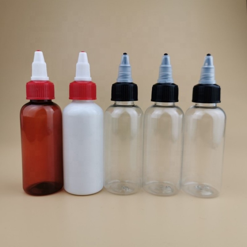 Twist Top Cap Bottle Manufacturer - 100ml-250ml PET Clear Amber Bullet Shape Hair Oil Squeeze