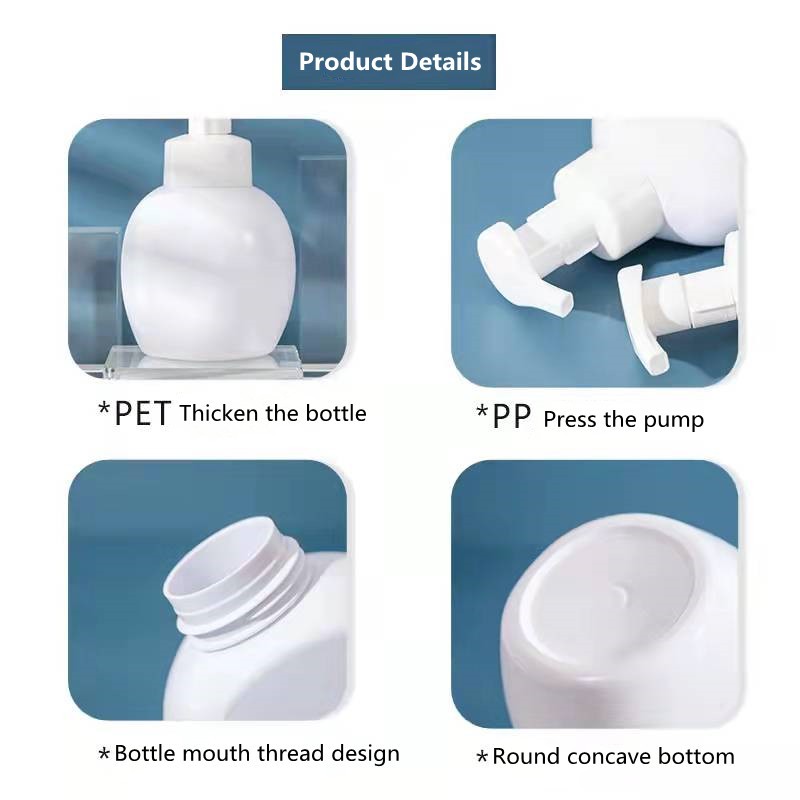Foaming Bottle Supplier - 300ml 500ml PET White Empty Cosmetic Plastic Flat Foam Pump