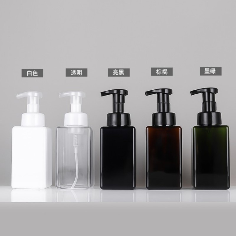 Foam Pump Bottle Manufacturer - 450ml PETG Square Liquid Soap Dispenser Face Wash Cleanser