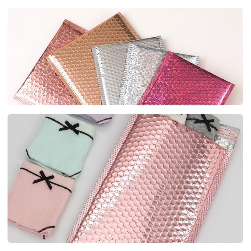 Laser Bubble Mailer Supplier - 1520+4cm Metallic Film Bubble Mails Laser Pink Poly Mailer