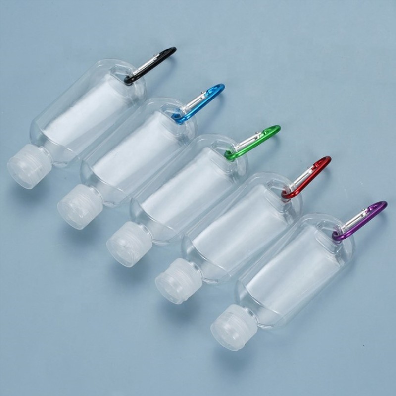 Keychain Spray Bottle Supplier - 50ml 2oz Plastic Hand Sanitizer Gel Dispenser with Metal Keychain