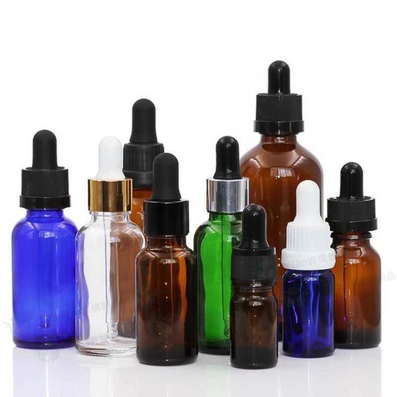 Skincare Dropper Bottle Supplier - 5ml-100ml Frosted Black Round Shoulder Glass Face Serum