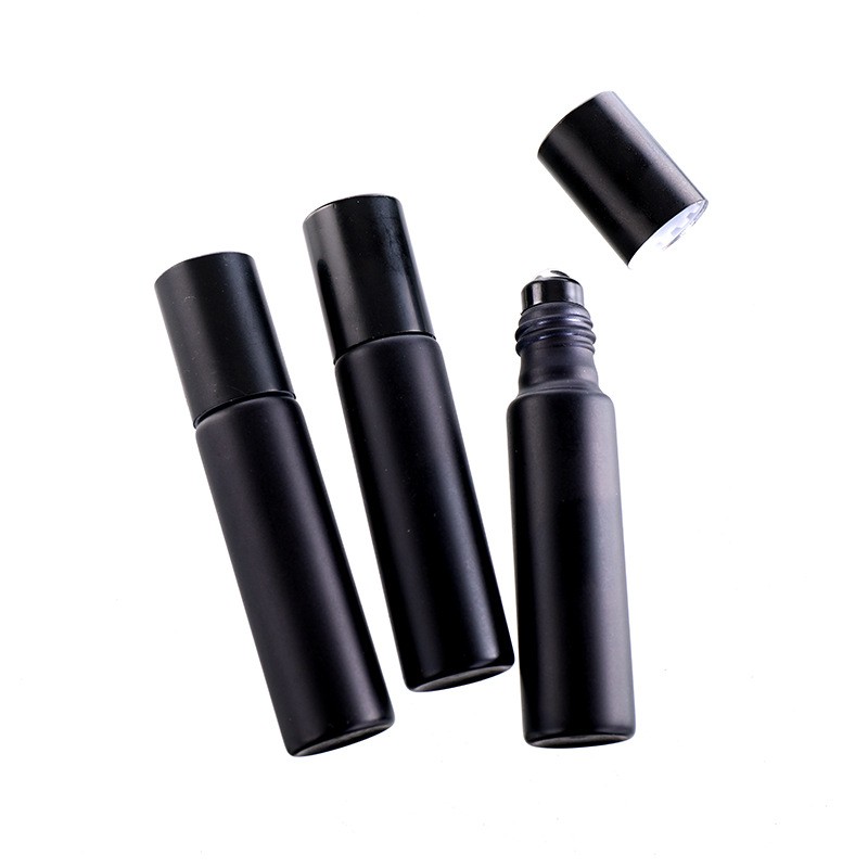 Matte Roll on Bottle Factory - 10ml Black Matte Frosted Glass Roller Ball for Essential Oil