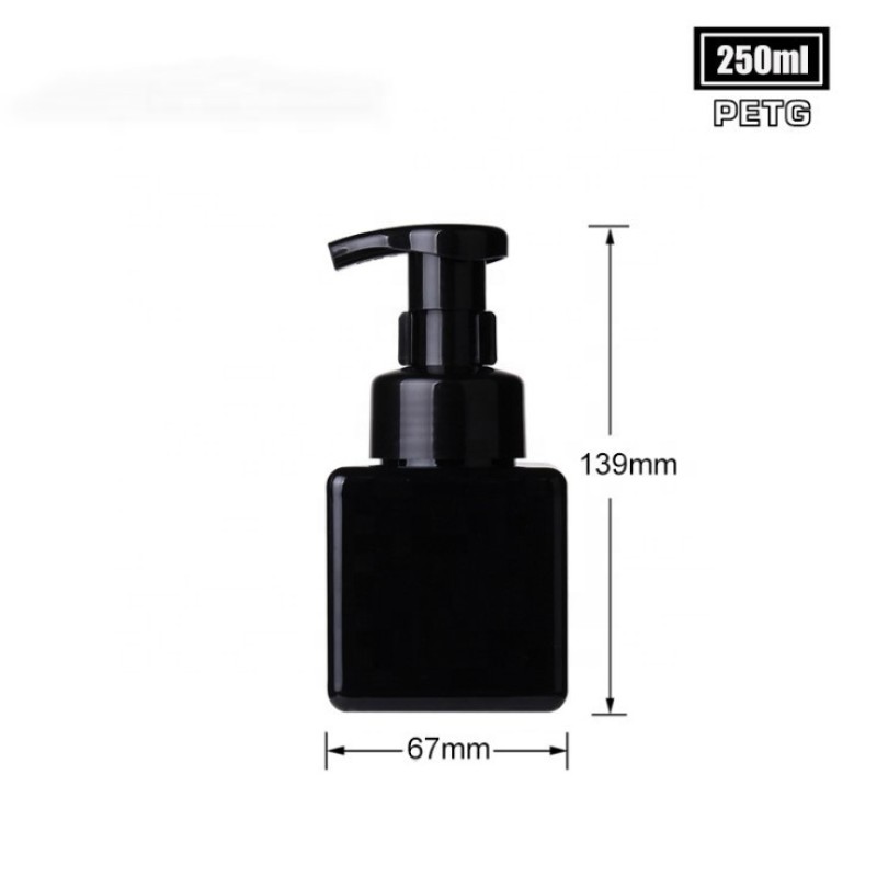 Foam Pump Bottle Manufacturer - 250ml Clear White Black Pink Blue Green Amber PETG Square Bottle