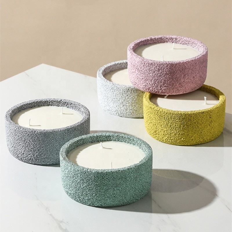 Cement Candle Jar Factory - 10oz 250g-300g Fancy Cement Concrete Candle Holder Pink White