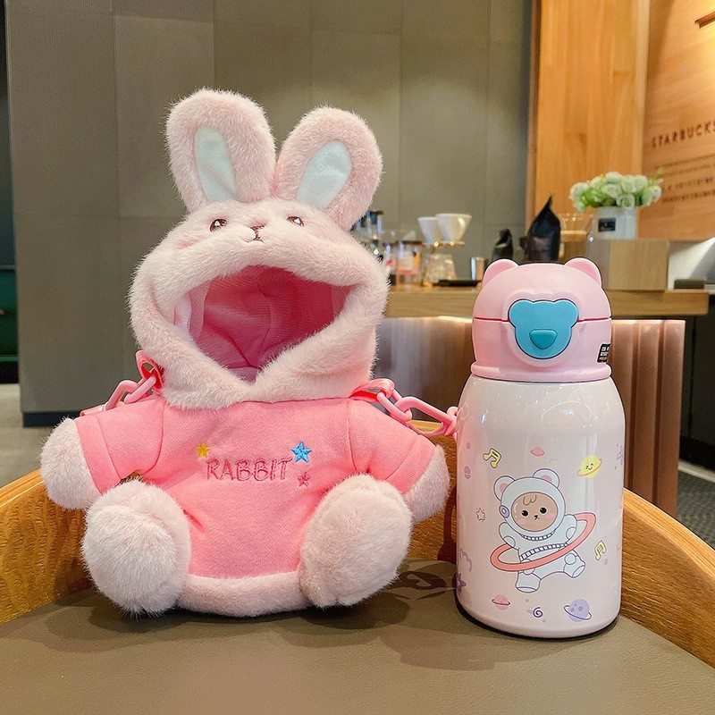 Bear Cup Holder Supplier - New Design Bear Cup Holder Children's Thermos Cup with Strap Cartoon