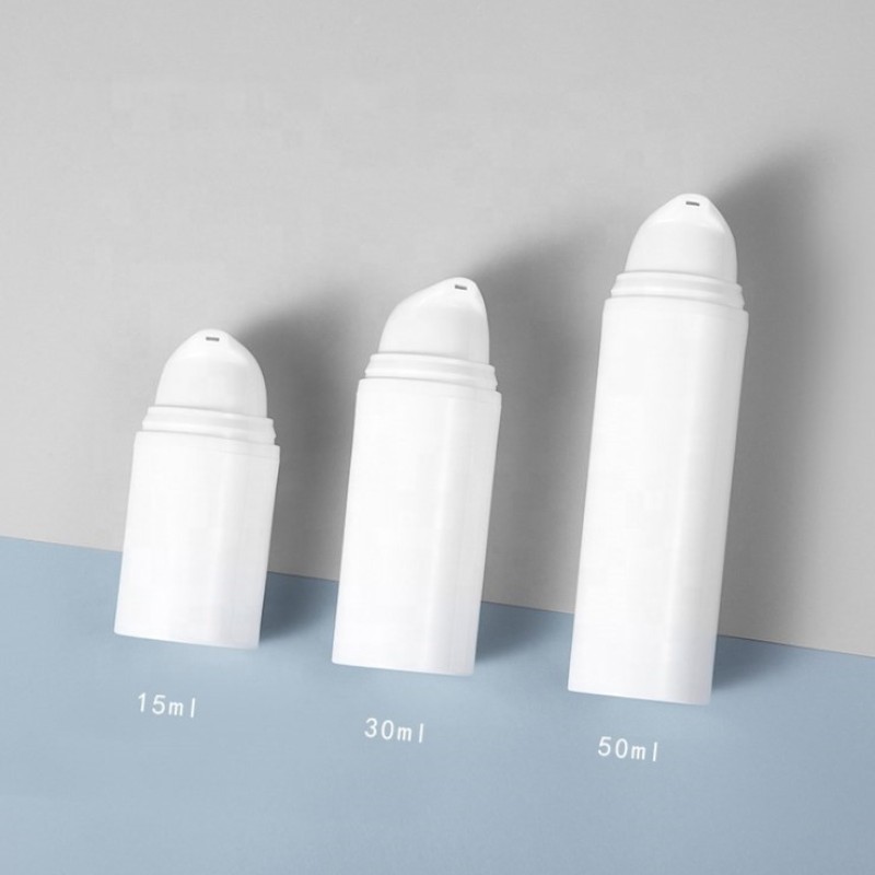 Airless Pump Bottle Supplier - 15ml 30ml 50ml White Empty PP Plastic Cosmetic Container