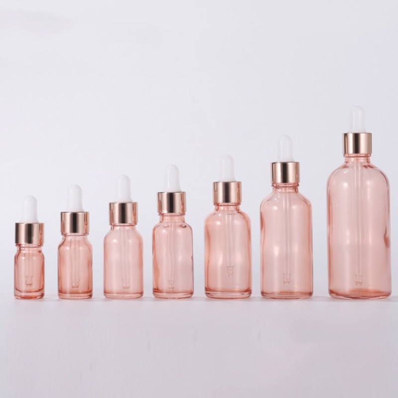 Pink Glass Dropper Bottle Factory - 5ml-100ml Luxury Cosmetic Packaging Serum with Rose Gold