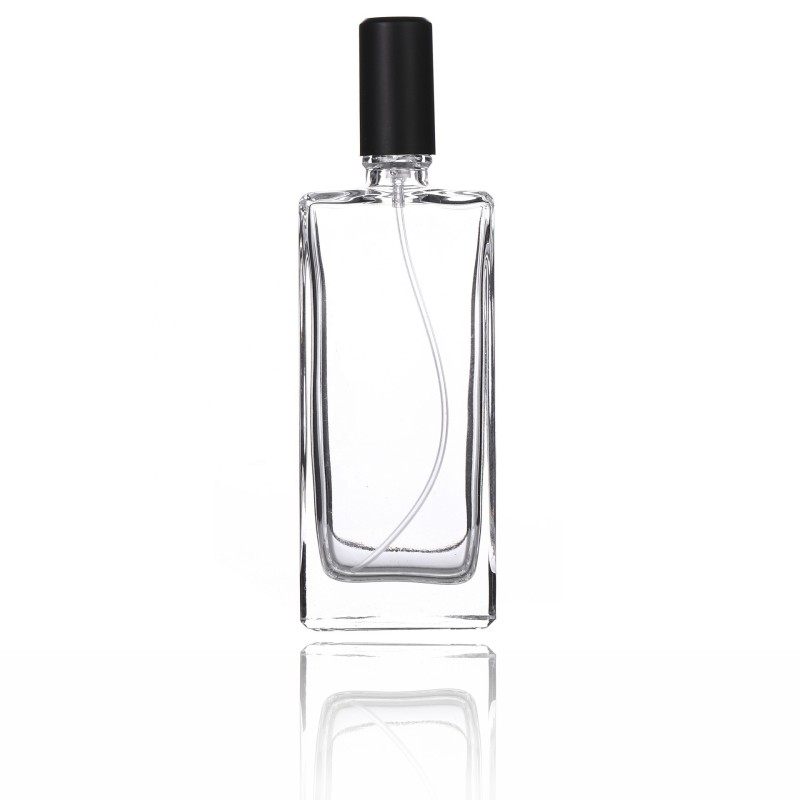 Cosmetic Spray Bottle Supplier - 50ml Flat Square High Shape Glass Perfume Bottle with Pump