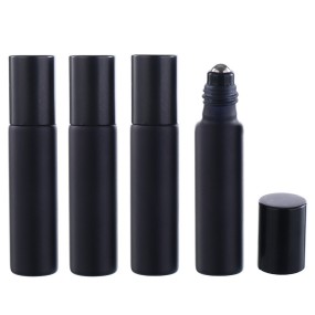 Matte Roll on Bottle Factory - 10ml Black Matte Frosted Glass Roller Ball for Essential Oil