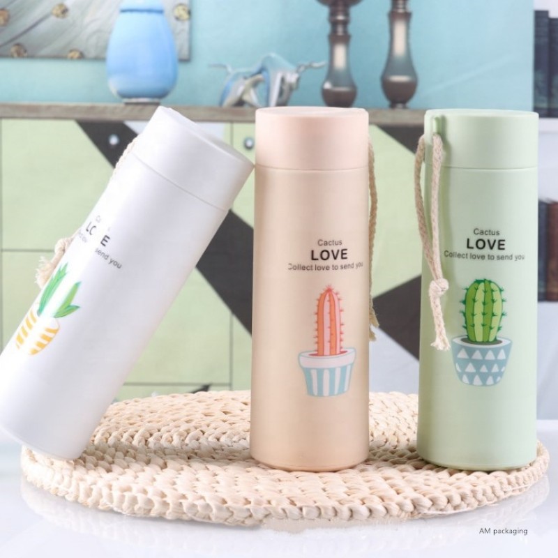 Reusable Water Bottle Factory - Discount Stores 400ml Glass Inner Matte Plastic Bottle with Straw