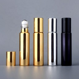 Luxury Roll on Bottle Factory - 10ml Gold Silver Black UV Printing Glass Essential Oil Bottle