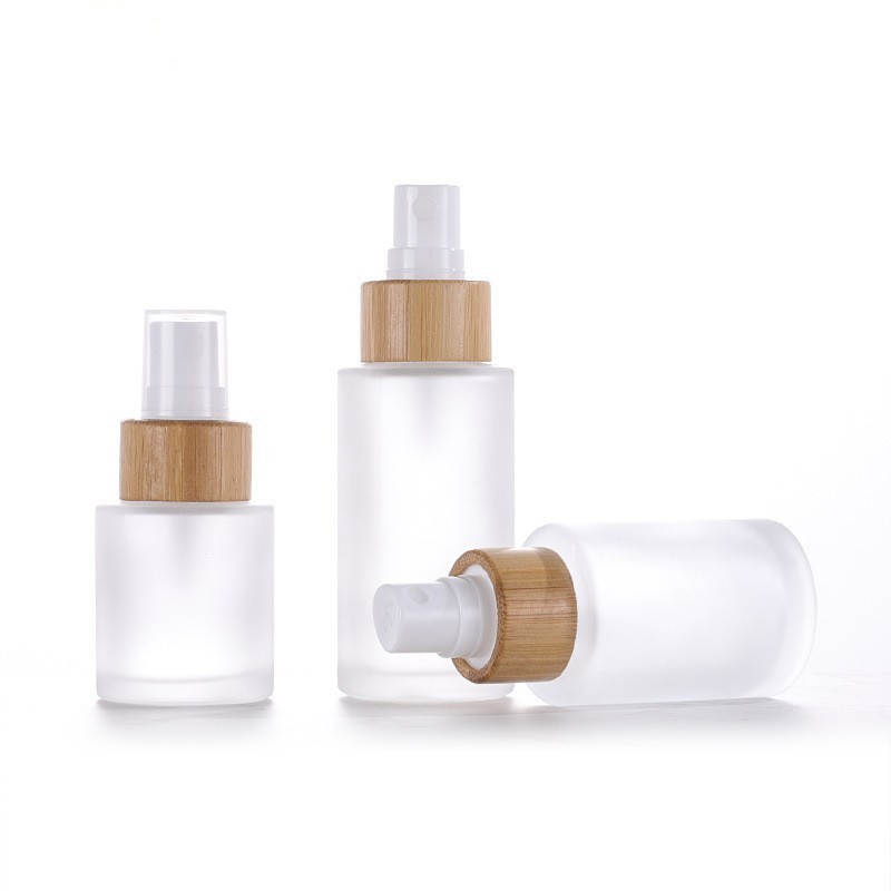 Bamboo Spray Bottle Manufacturer - 20ml-120ml Empty Round Frosted Glass Bottle with Atomizer